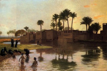 Bañistas a la orilla de un río Orientalismo árabe griego Jean Leon Gerome Pinturas al óleo